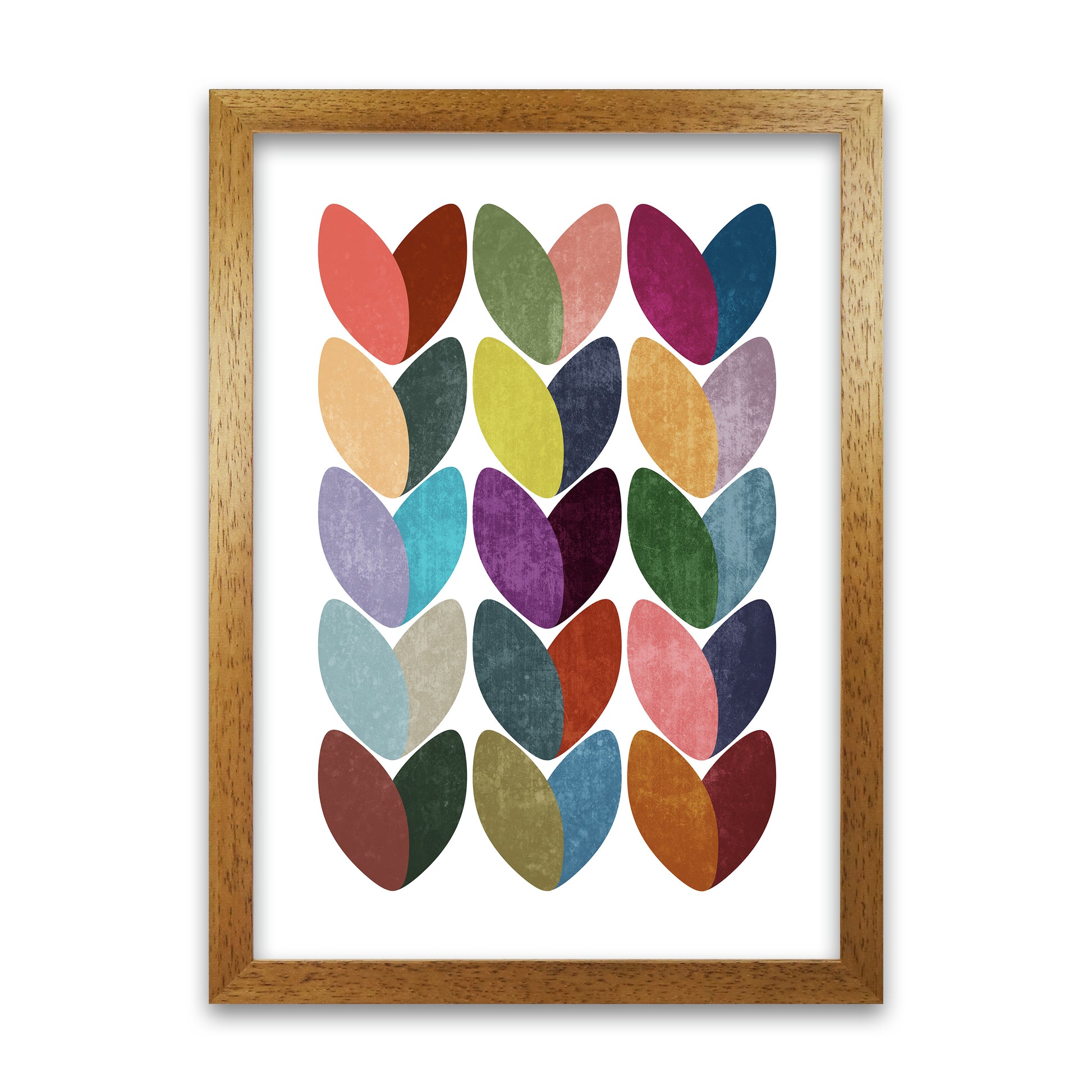 Scandinavian Hearts Wall Art Print A Oak Grain