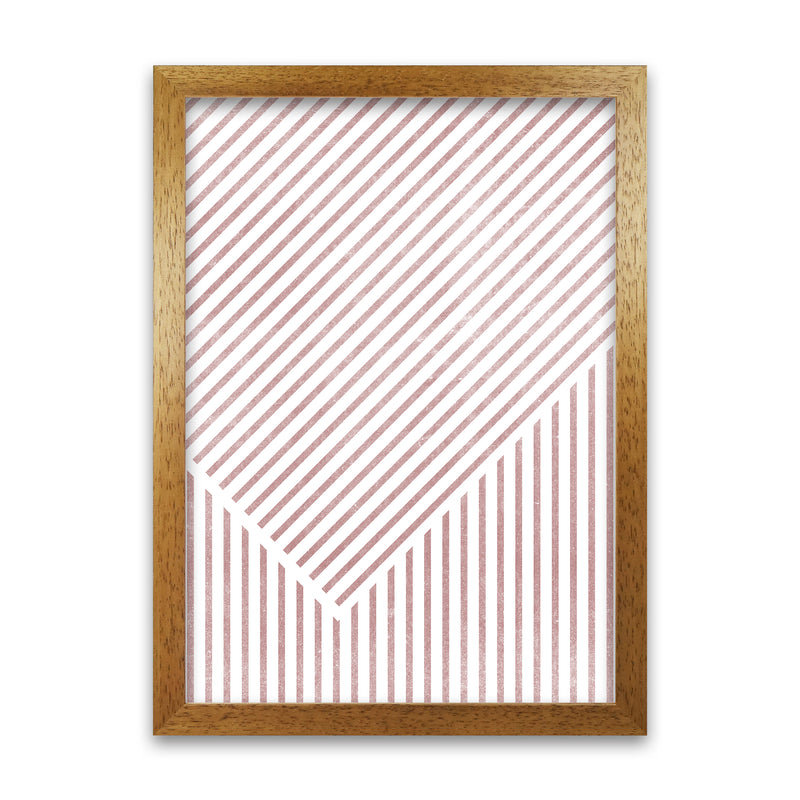 Set of Red Lines Modern Art B Oak Grain