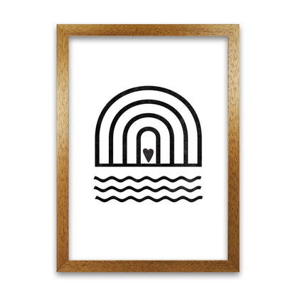 Rainbow Heart Waves BW Art Oak Grain