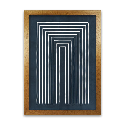 Lino Style Blue Geometric Lines Oak Grain