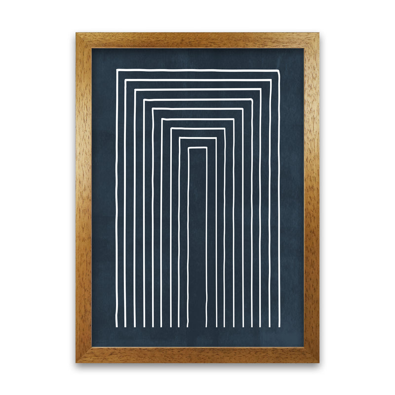 Lino Style Blue Geometric Lines Oak Grain