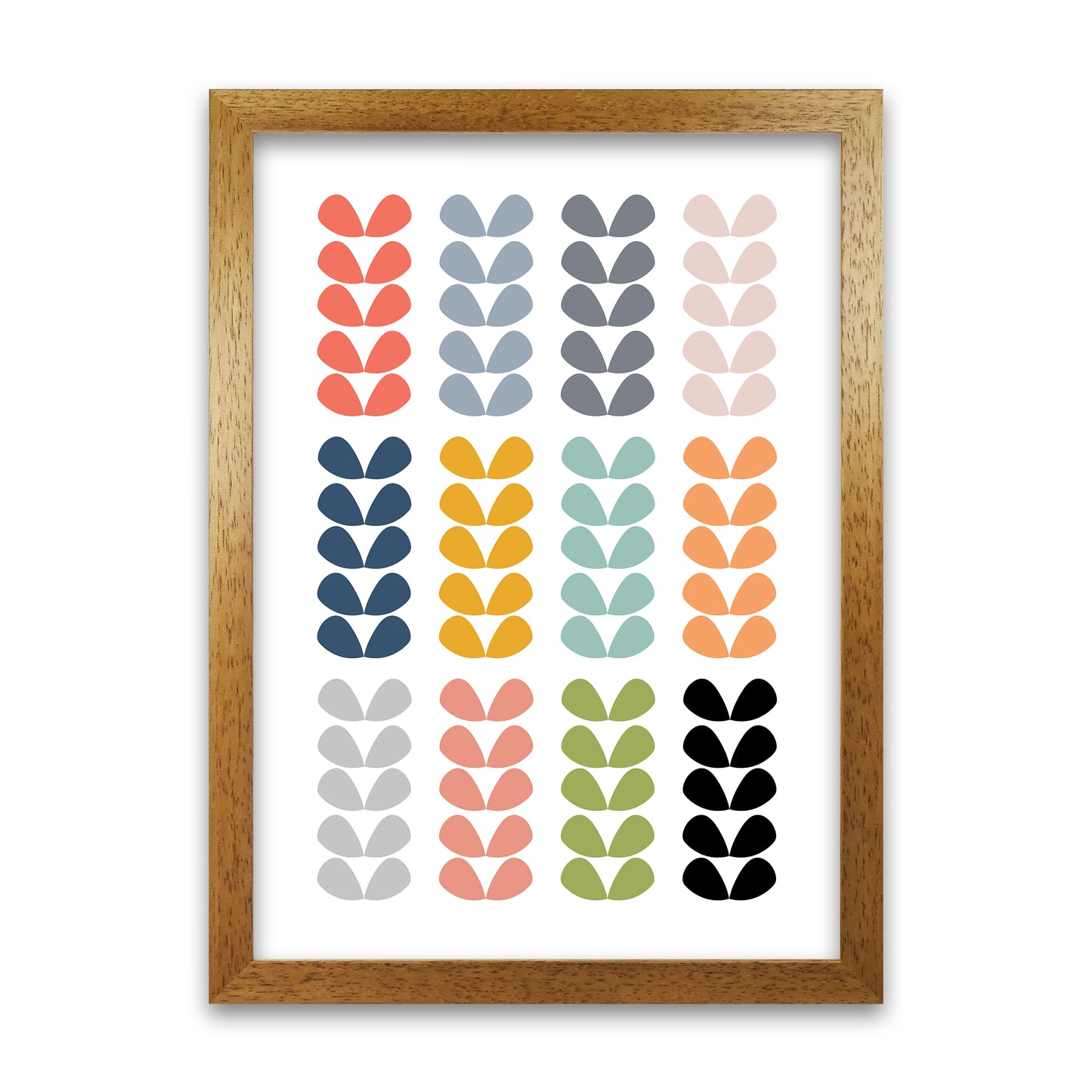 Scandinavian Folk Rainbow Leaves Original Oak Grain