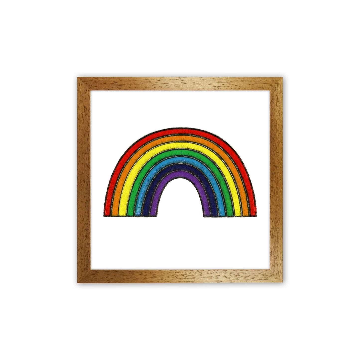 Square Rainbow Print on White Oak Grain