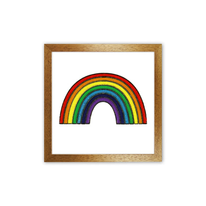 Square Rainbow Print on White Oak Grain