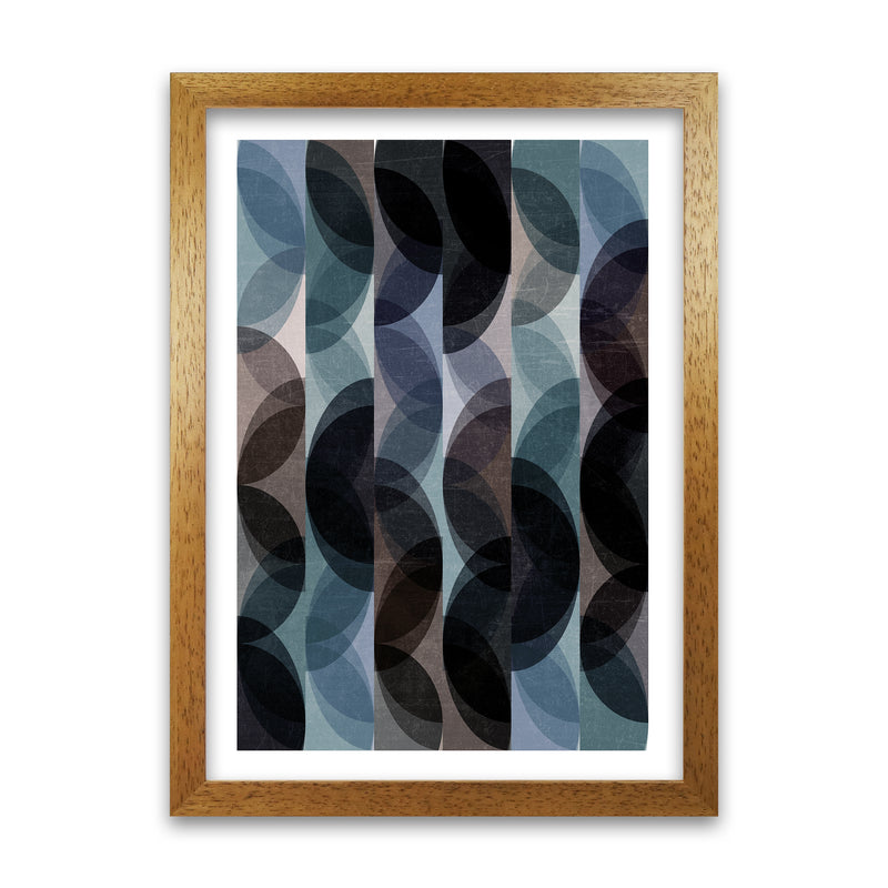 Set of 2 Blue Colourful Abstract Wall Art B A1 Honey Oak Frame