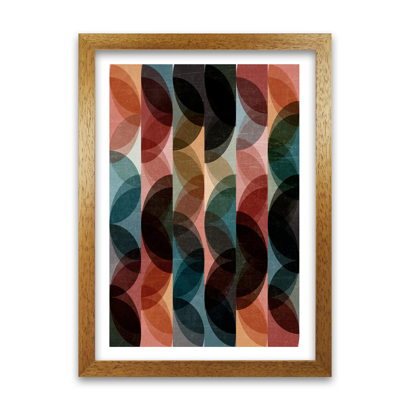 Set of 2 Blue Colourful Abstract Wall Art A A1 Honey Oak Frame