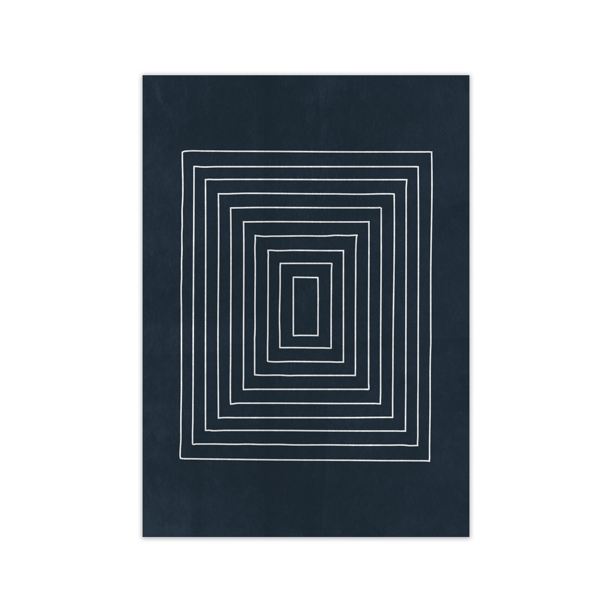 Lino Style Blue Geometric Squares Print Only