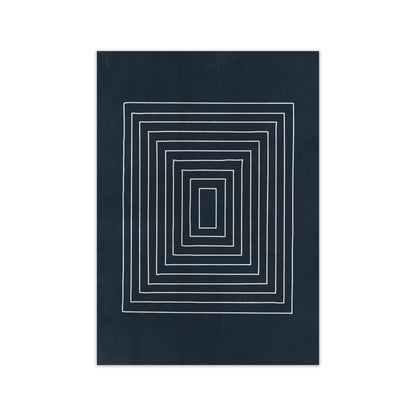 Lino Style Blue Geometric Squares Print Only