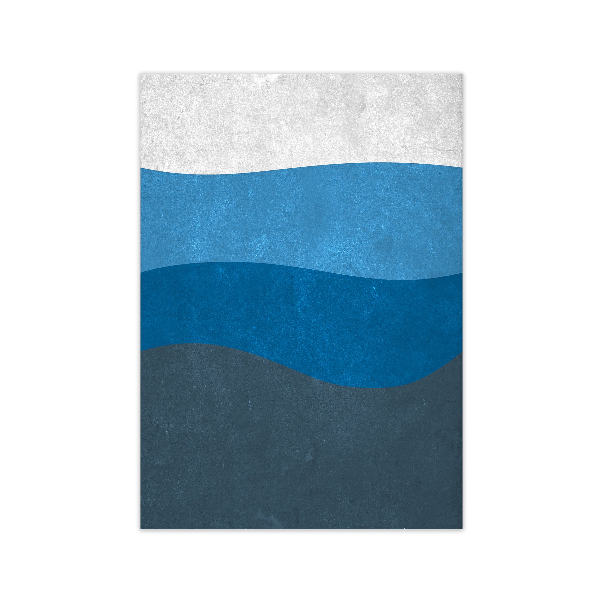 Abstract Blue Seascape Grunge Print Only
