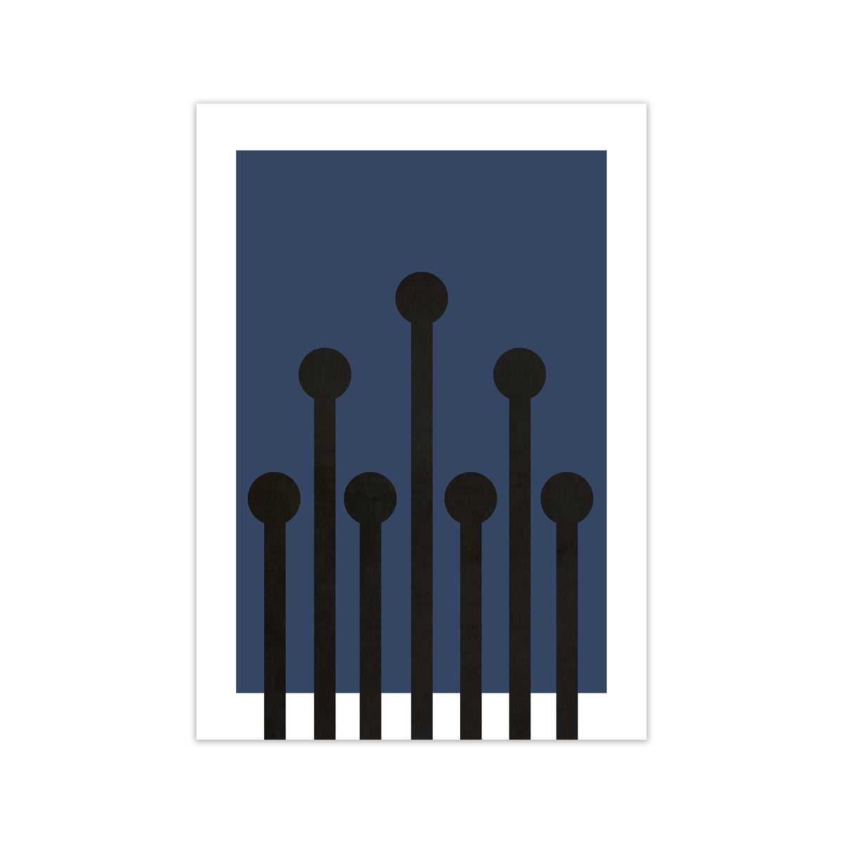 Black and Blue Scandinavian Art Print Only