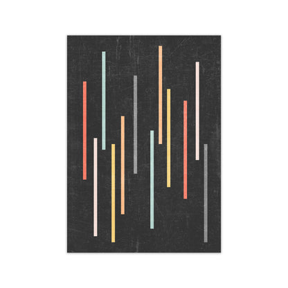 Colorful Lines on Black Grunge Print Only