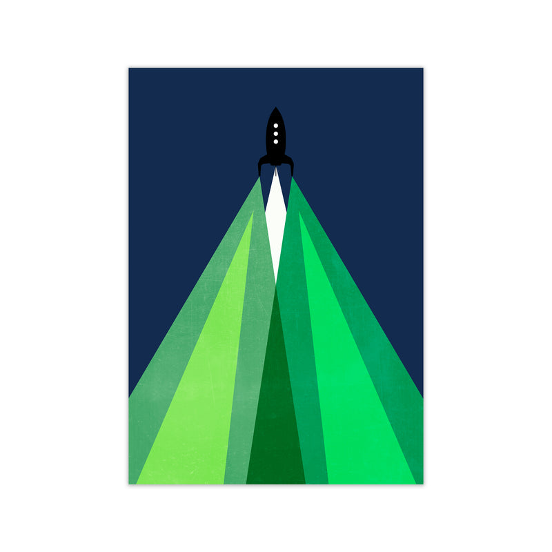 Green and Blue Kids Rocket Print Only