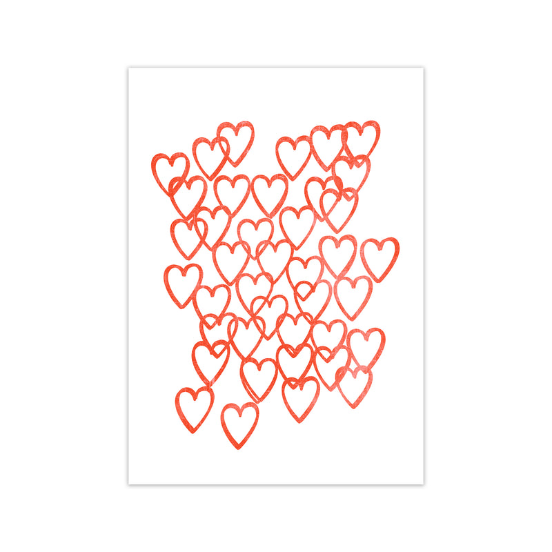Red Hearts Grunge Original Print Only