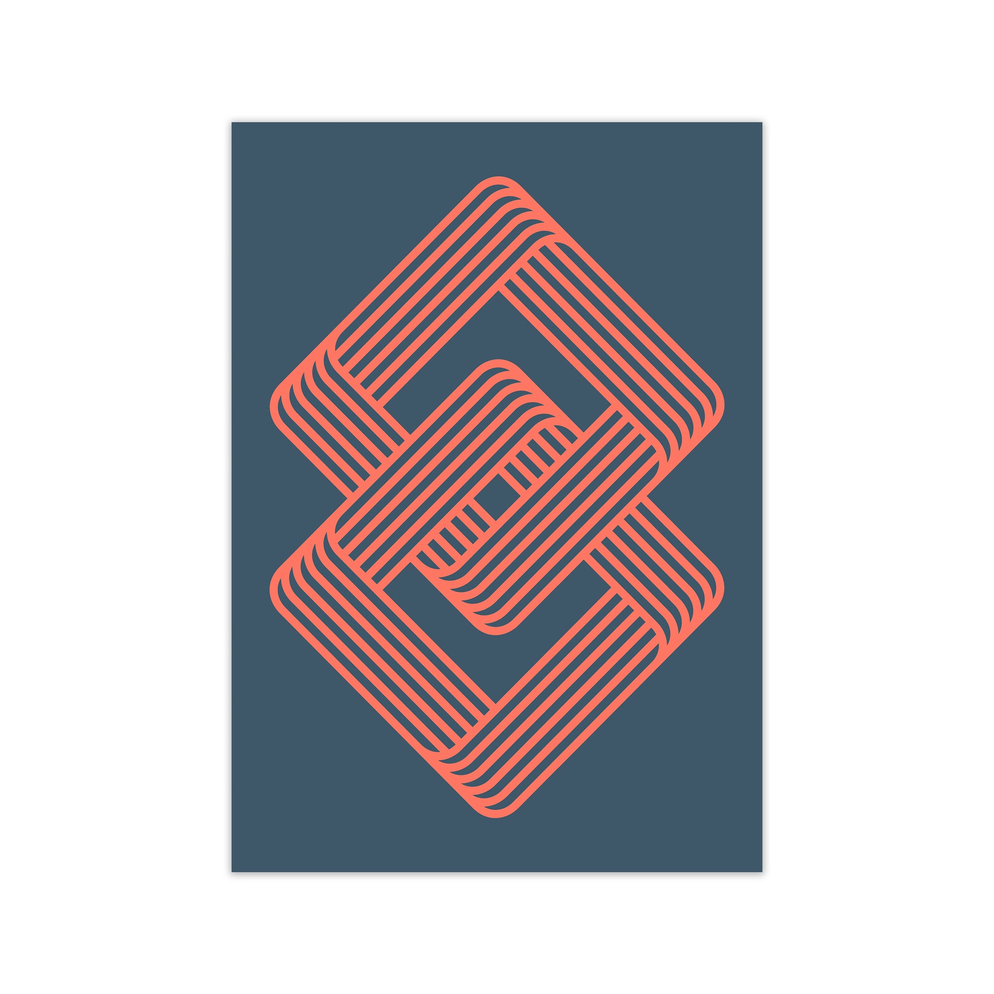 Blue and Red Geometric Wall Art Print A Print Only