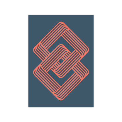 Blue and Red Geometric Wall Art Print A Print Only