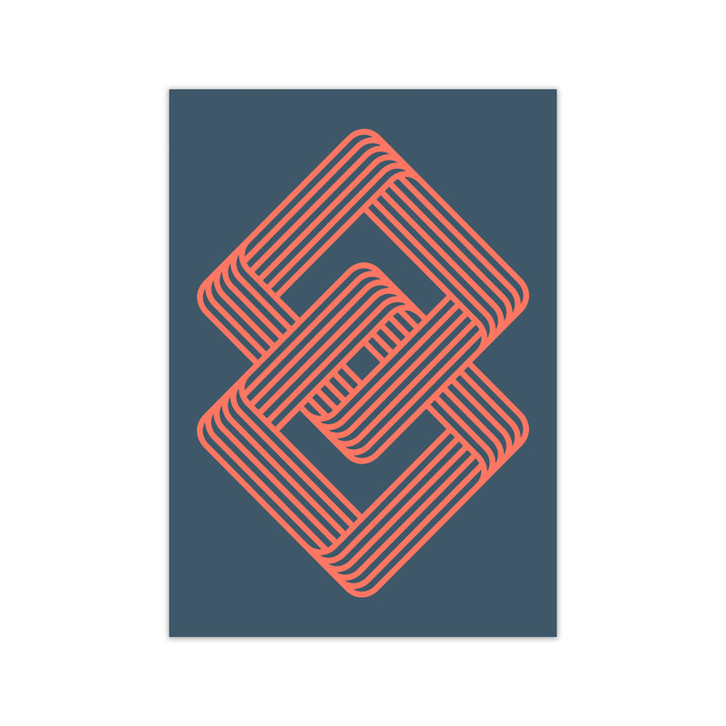 Blue and Red Geometric Wall Art Print A Print Only
