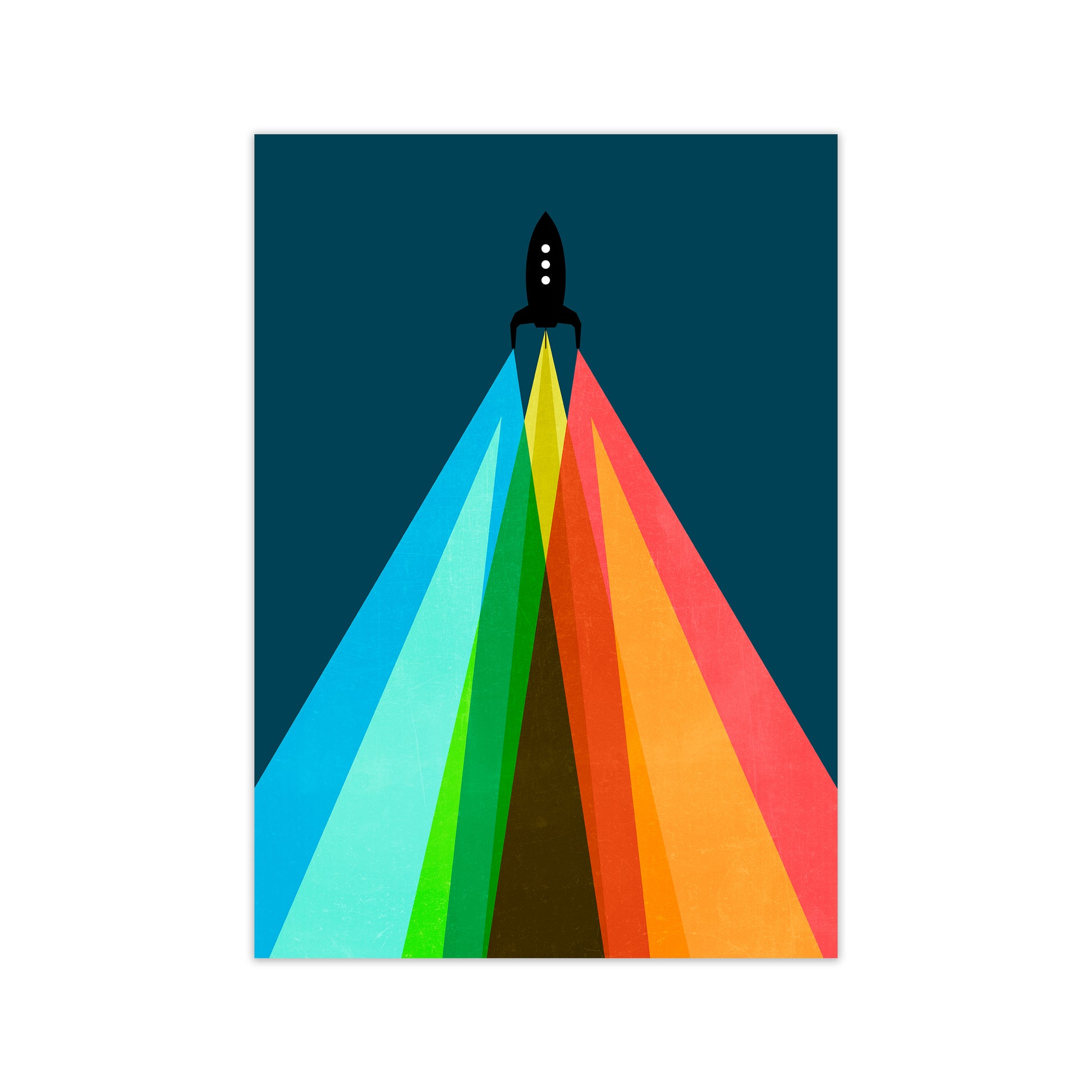 Rainbow and Navy Rocket A Print Only