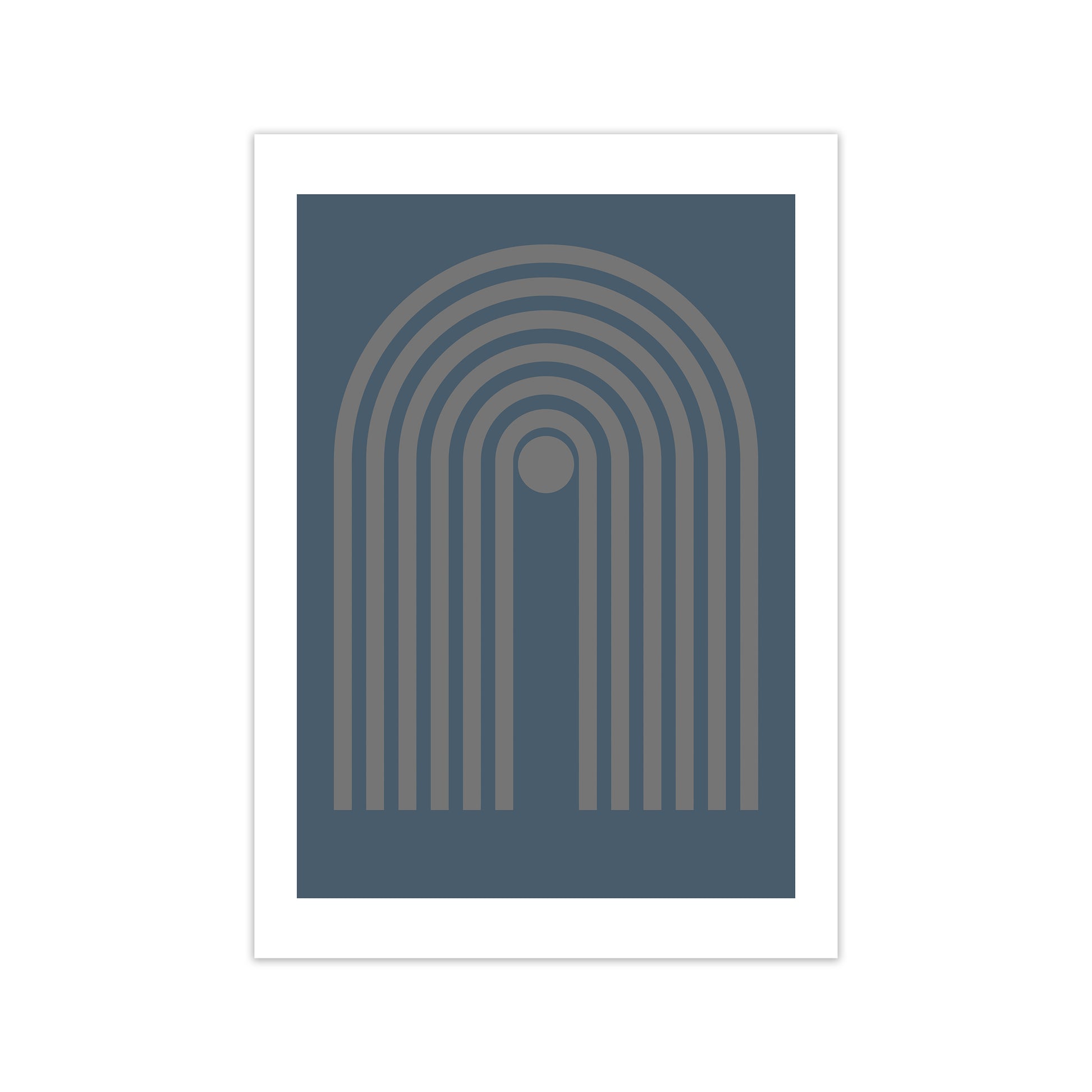 Mid Century Grey and Blue Wall Art Prints A Print Only