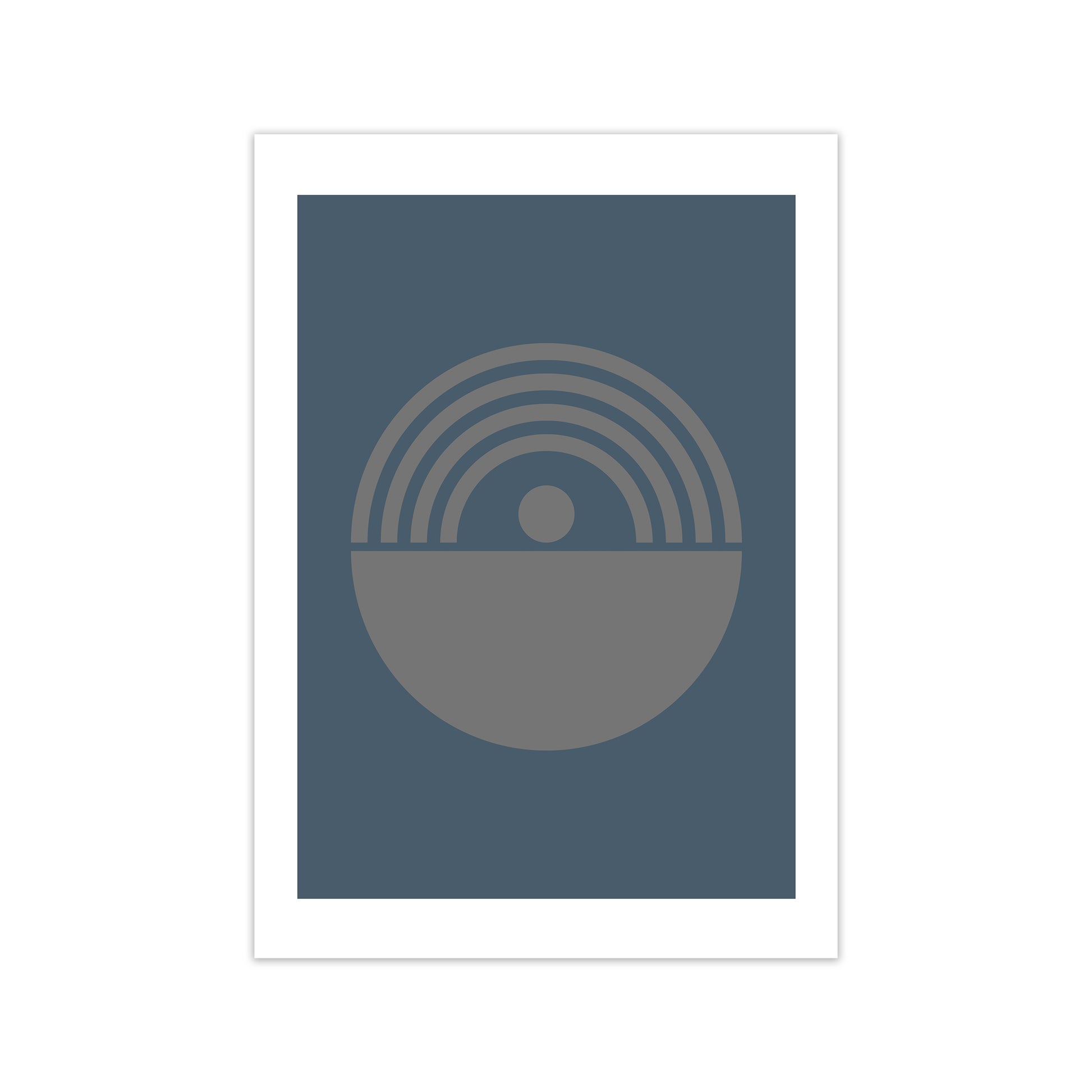 Mid Century Grey and Blue Wall Art Prints B Print Only
