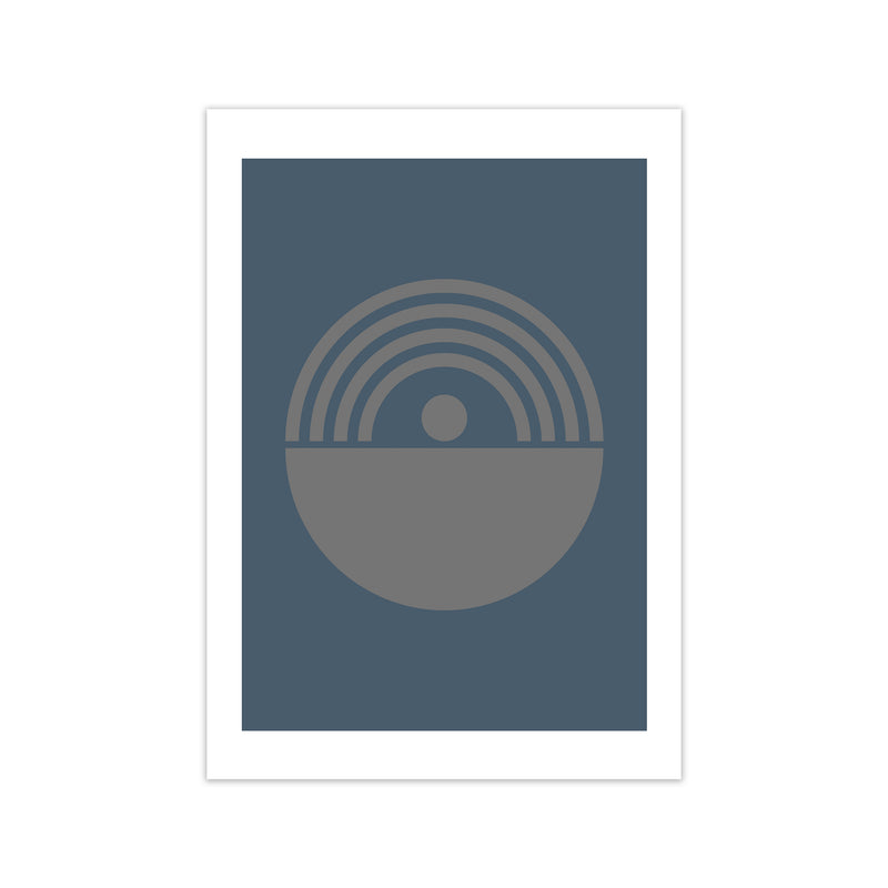 Mid Century Grey and Blue Wall Art Prints B Print Only