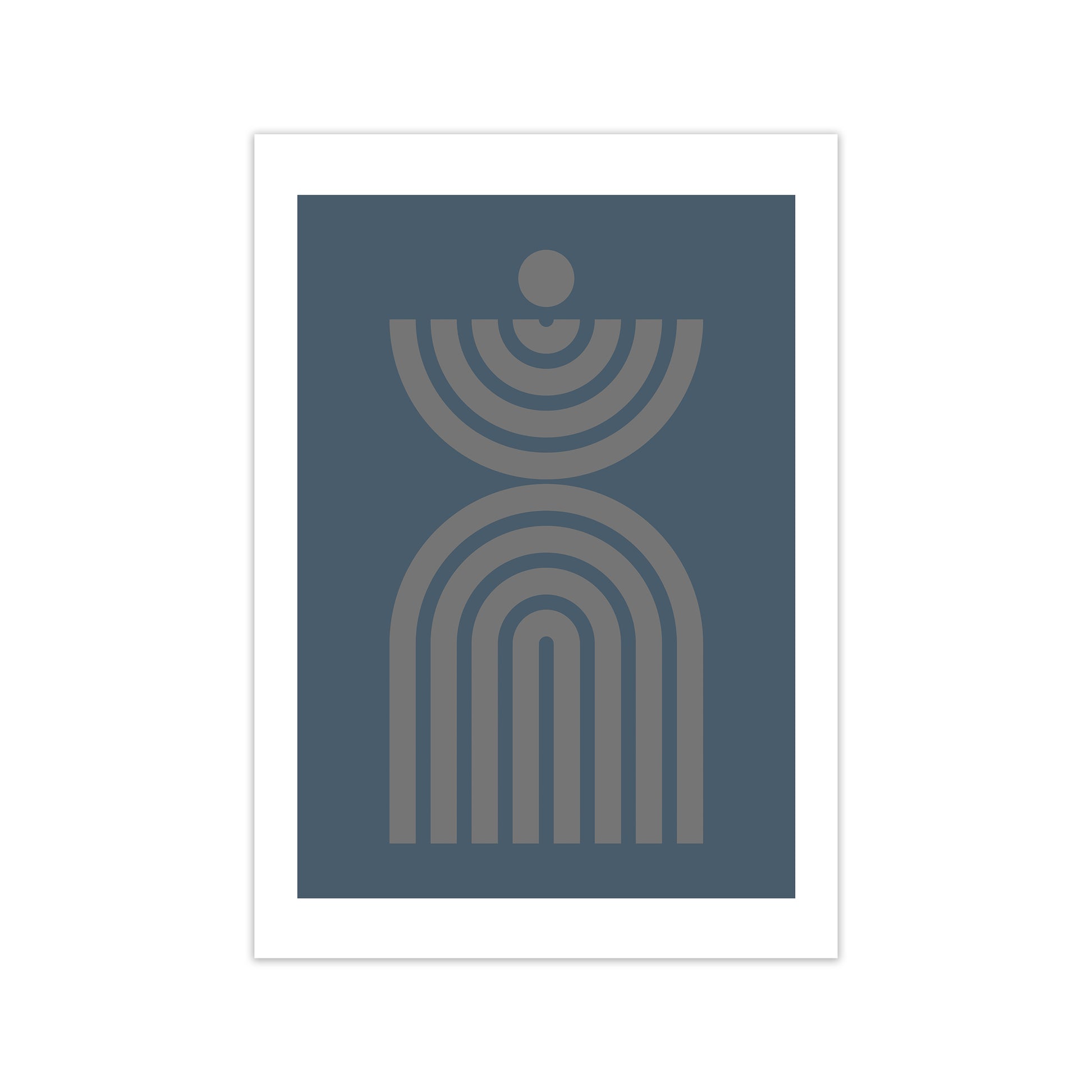 Mid Century Grey and Blue Wall Art Prints C Print Only