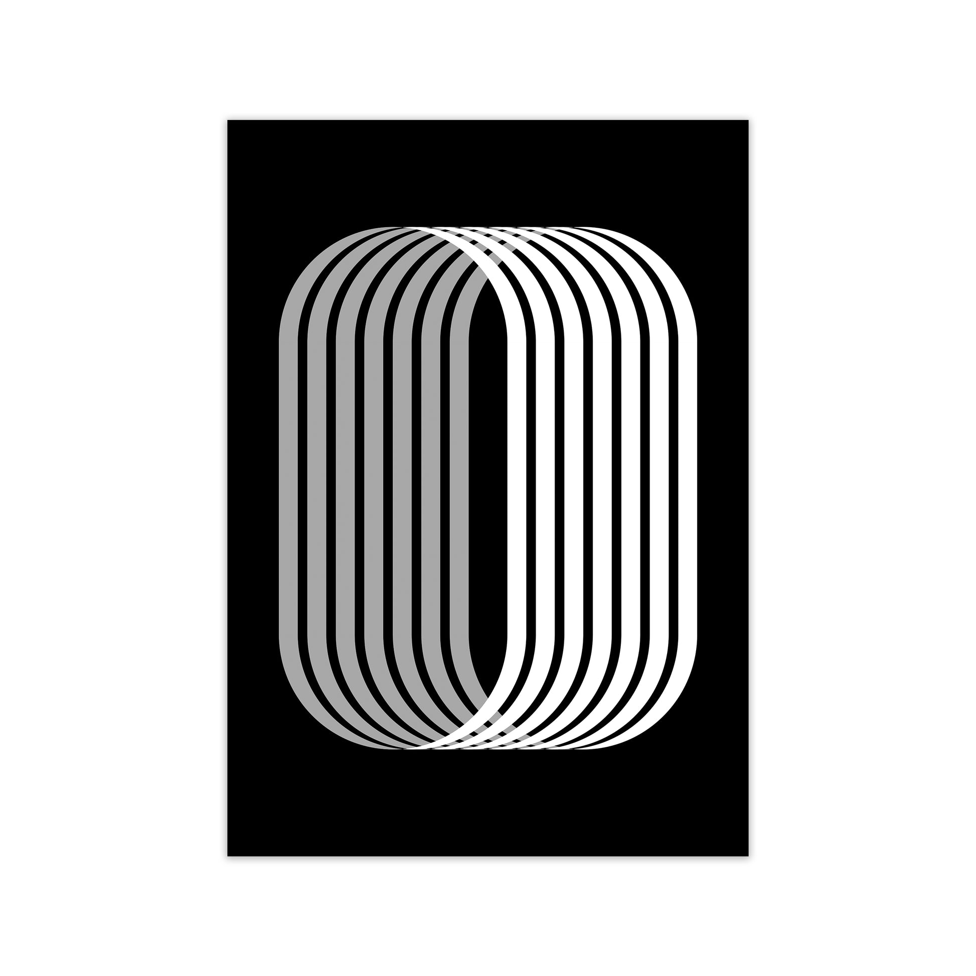 Abstract Modern Black and White Shape Original Print Only