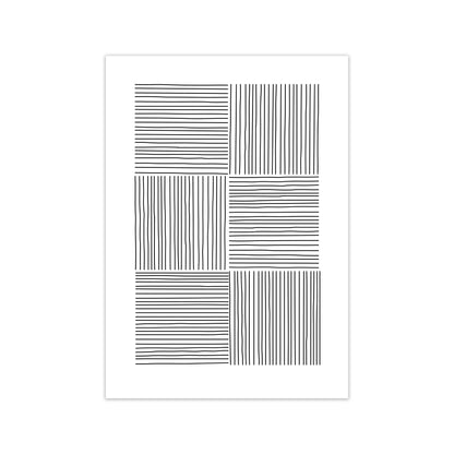 Black and White Squared Lines Print Only