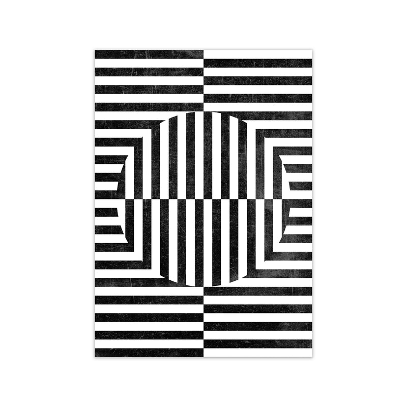BW Geometric Abstract with Grunge Print Only