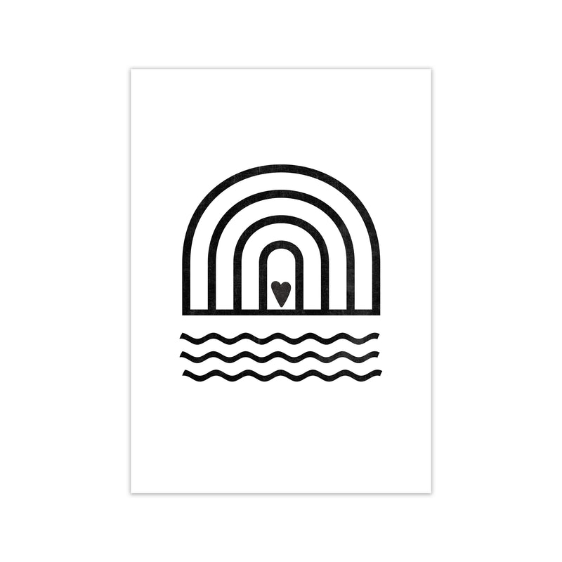 Rainbow Heart Waves BW Art Print Only