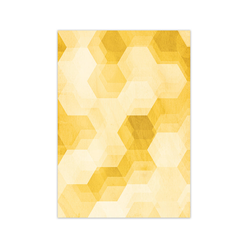 Set of 2 Yellow Hexagon Abstract Print A A1 Print Only