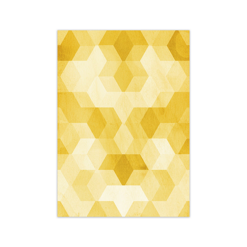Set of 2 Yellow Hexagon Abstract Print B A1 Print Only