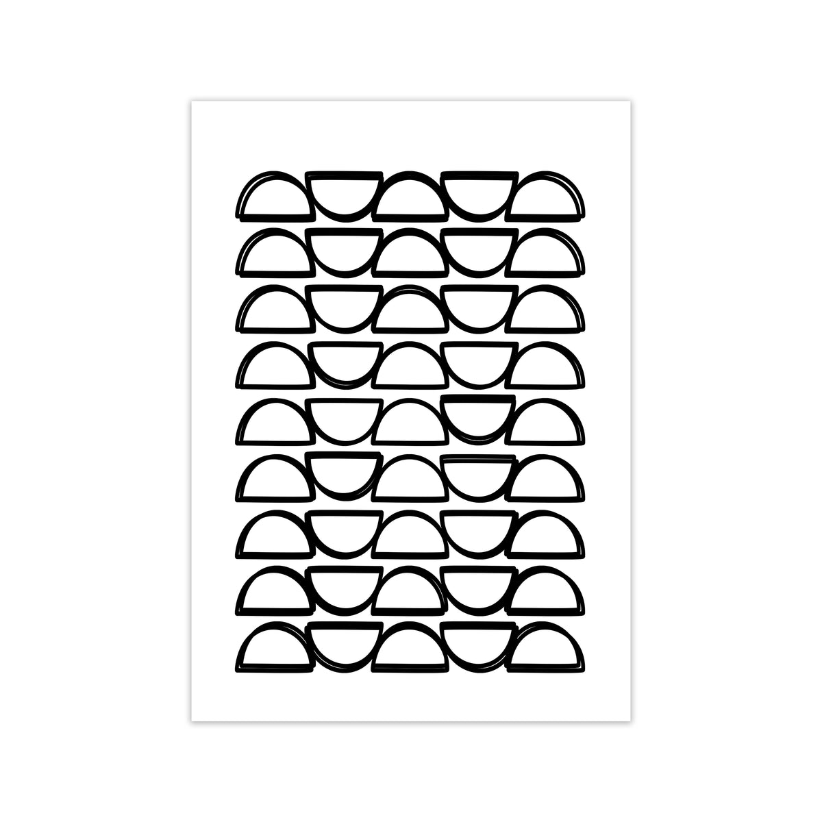Black and White Mid Century Geometric Print B Print Only