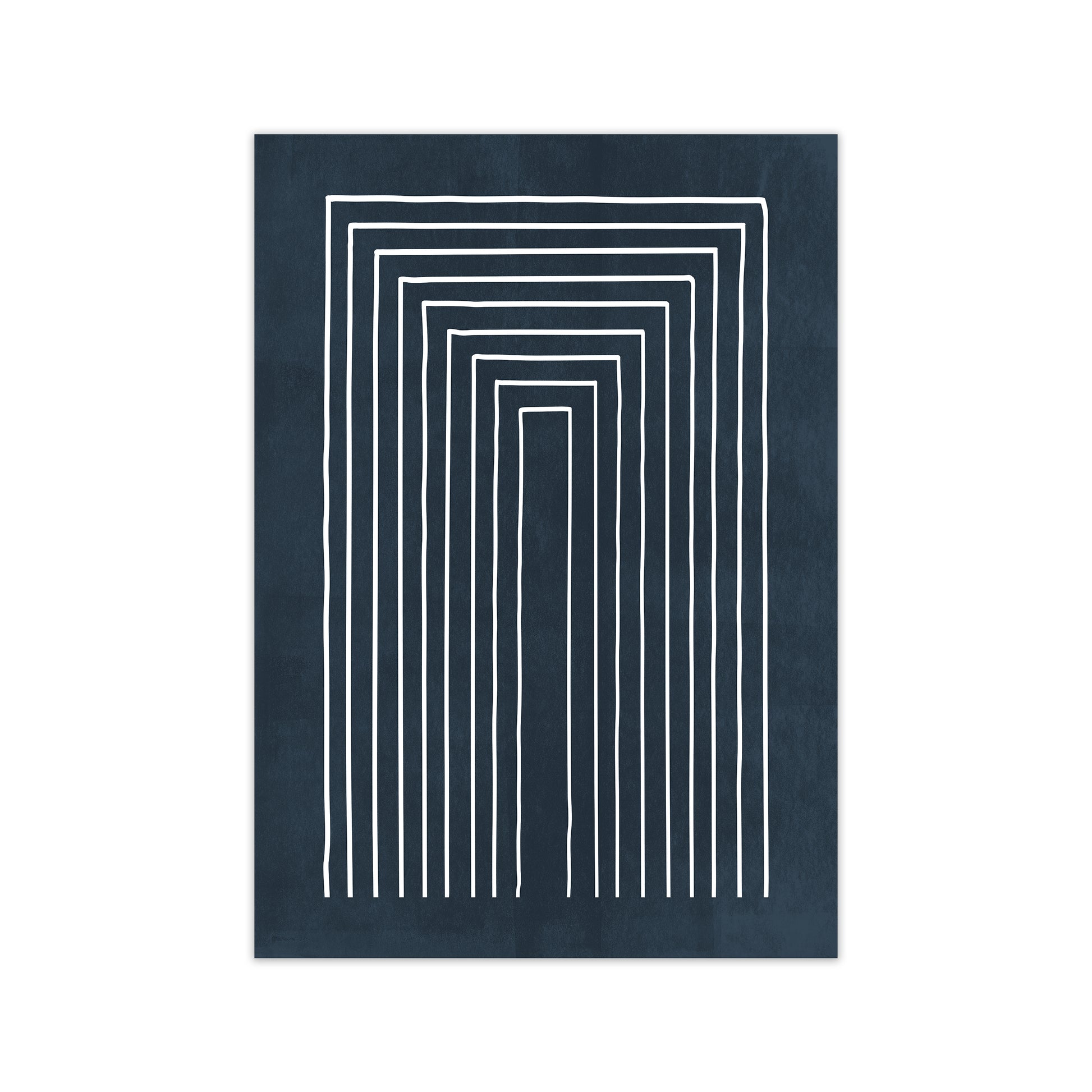 Lino Style Blue Geometric Lines Print Only