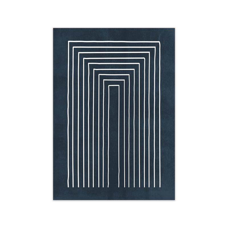 Lino Style Blue Geometric Lines Print Only