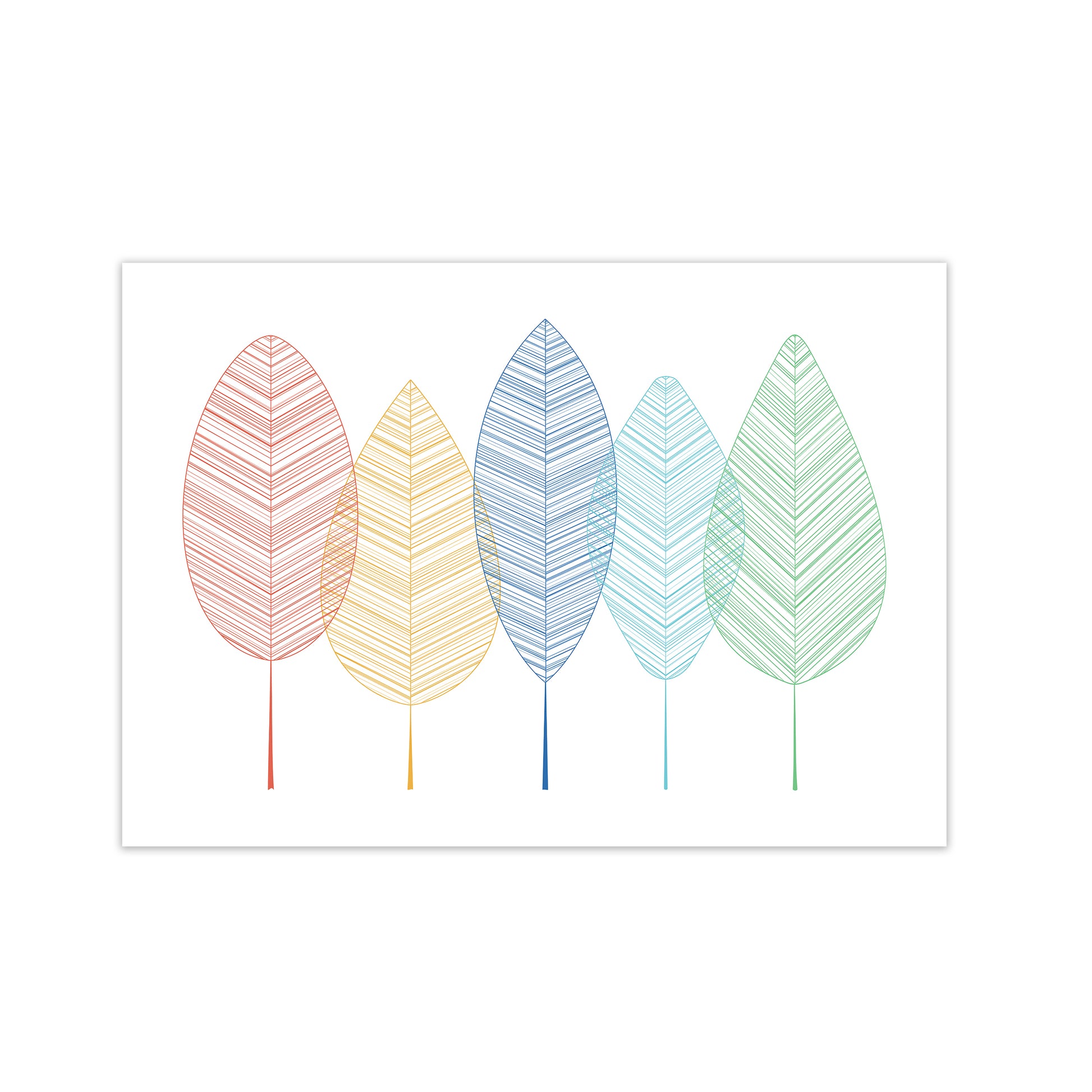 Scandinavian Colorful Leaves in Landscape Print Only