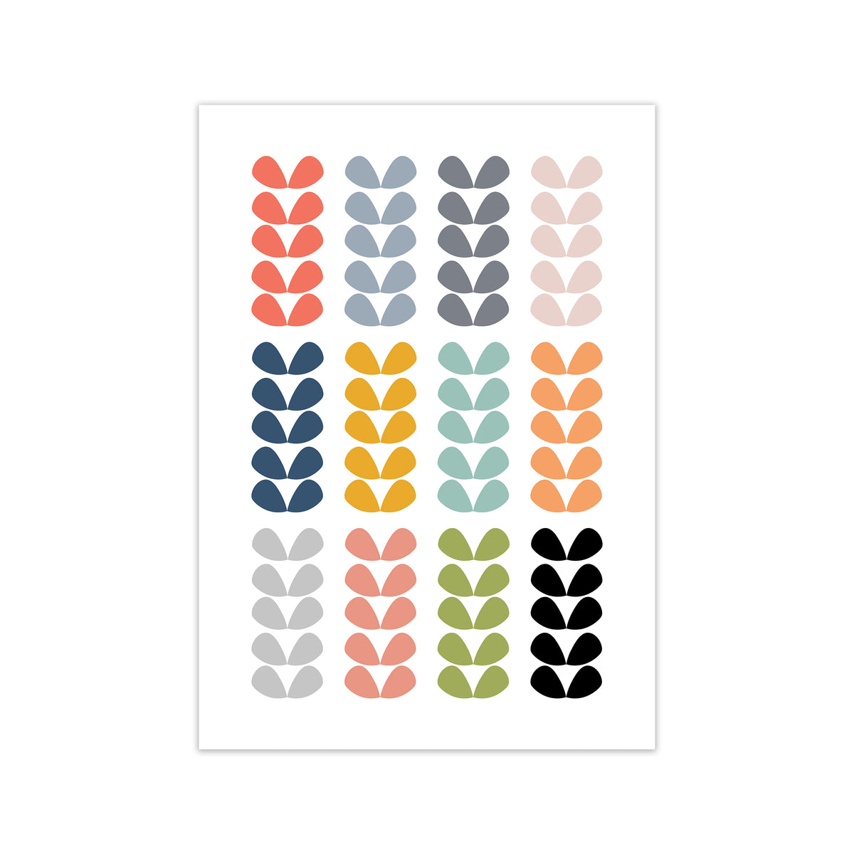 Scandinavian Folk Rainbow Leaves Original Print Only