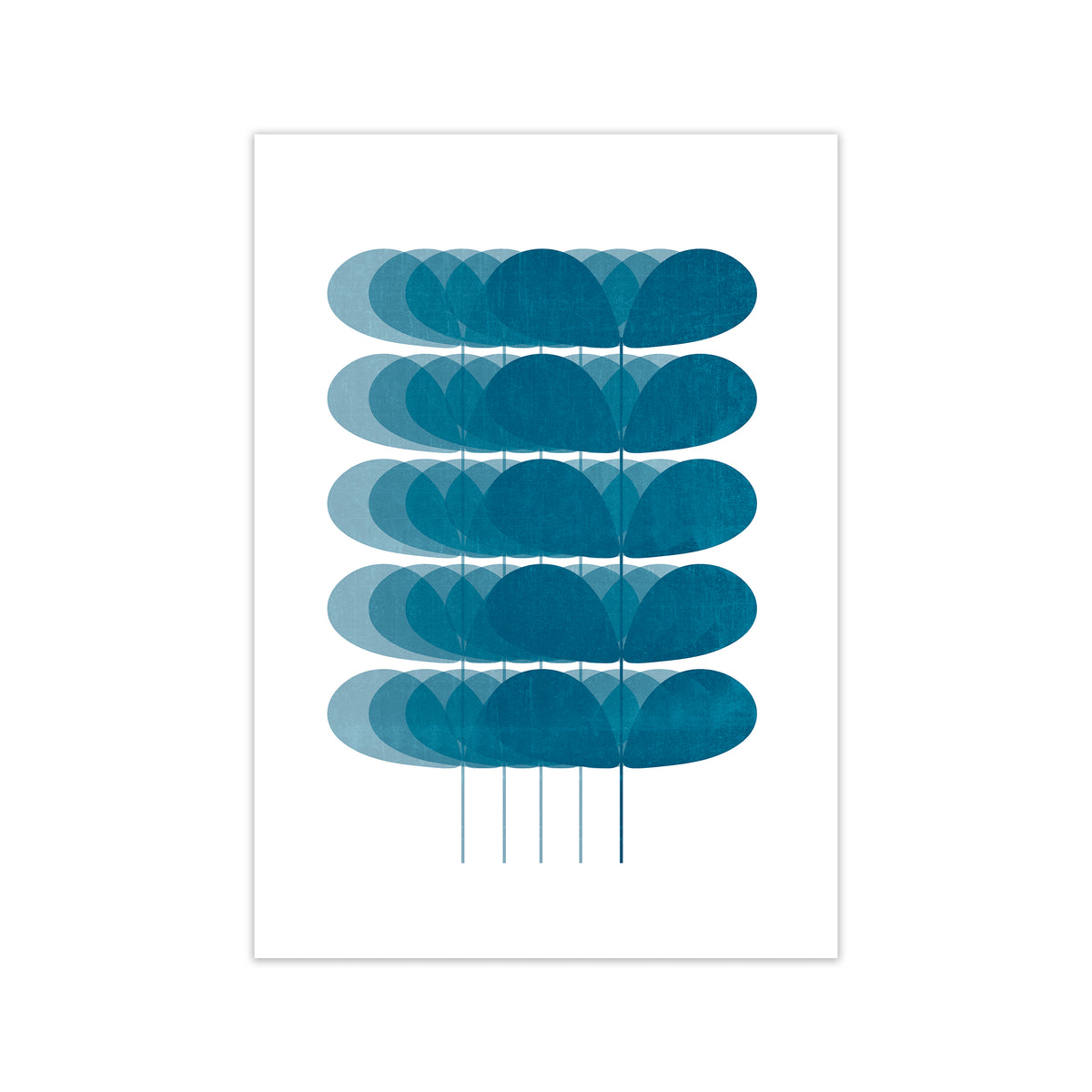 Scandinavian Turquoise Leaves Original Print Only
