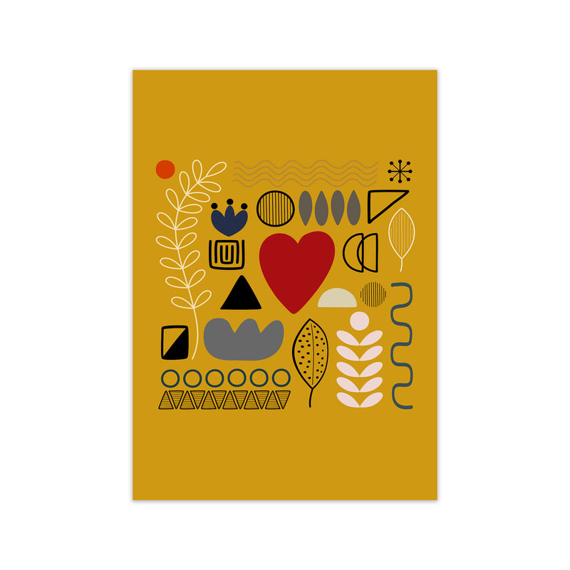 Yellow Scandinavian Abstract Shapes Original Print Only