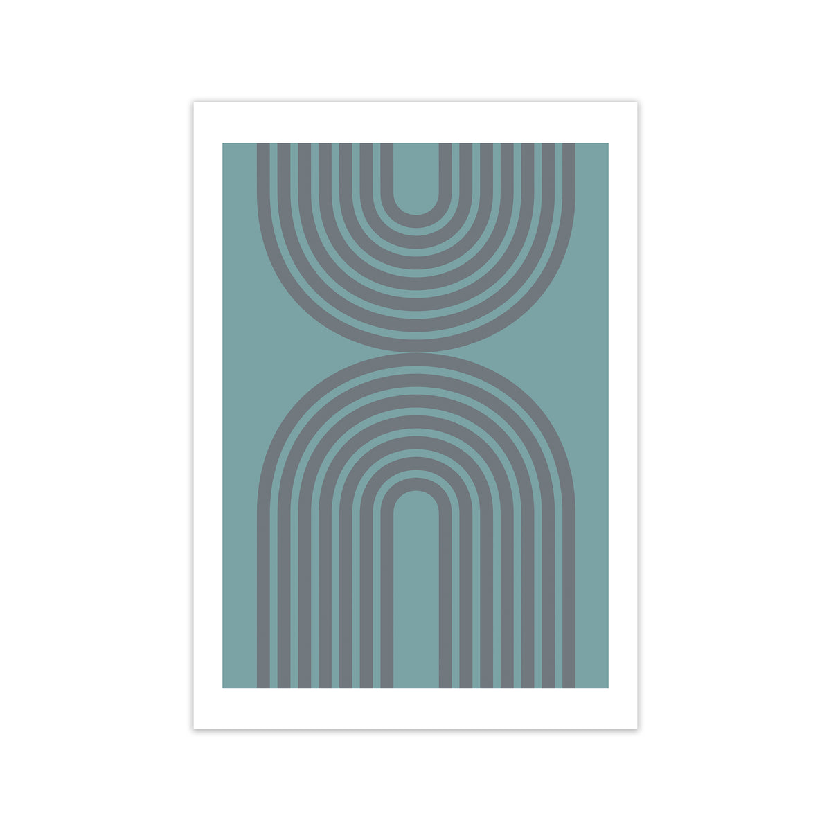 Grey and Blue Modern Rainbow Print Only
