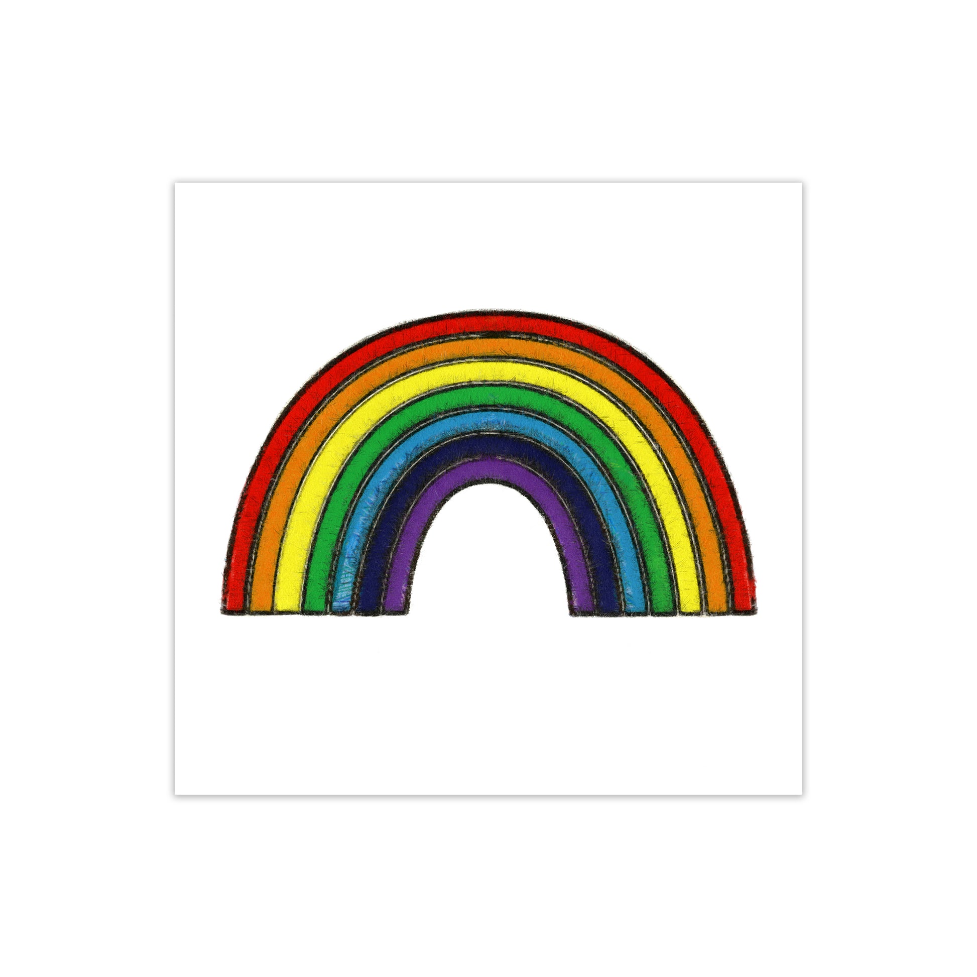 Square Rainbow Print on White Print Only