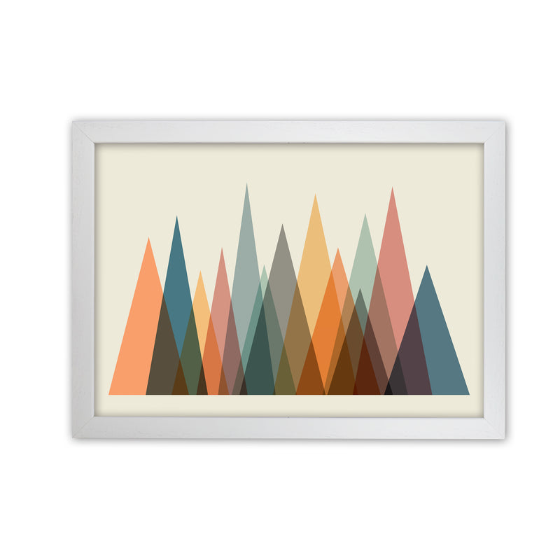 Mid Century Abstract Mountain Original White Grain