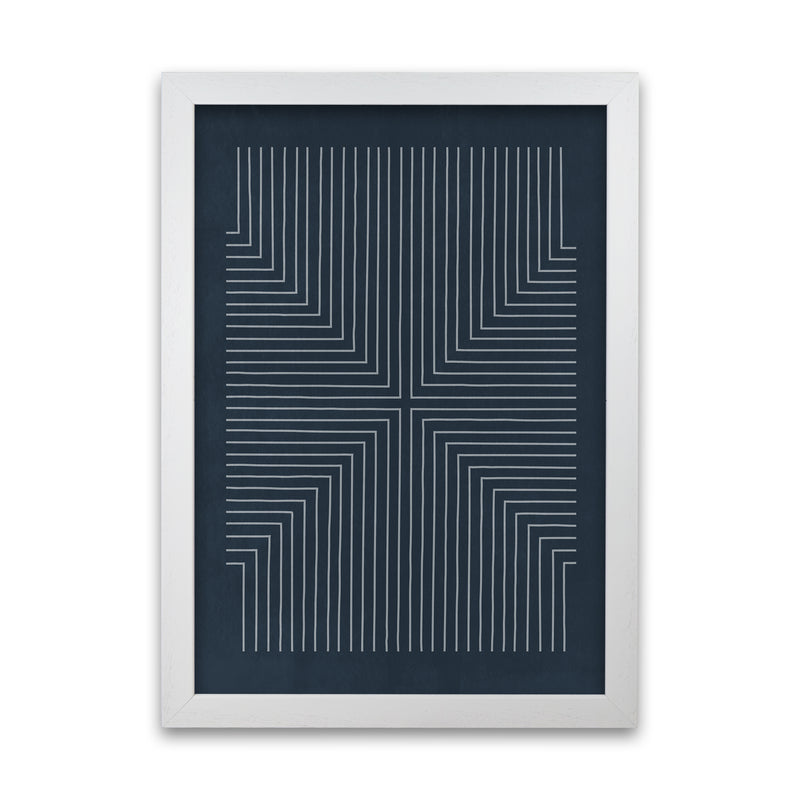 Mid Century Geometric Blue Original White Grain
