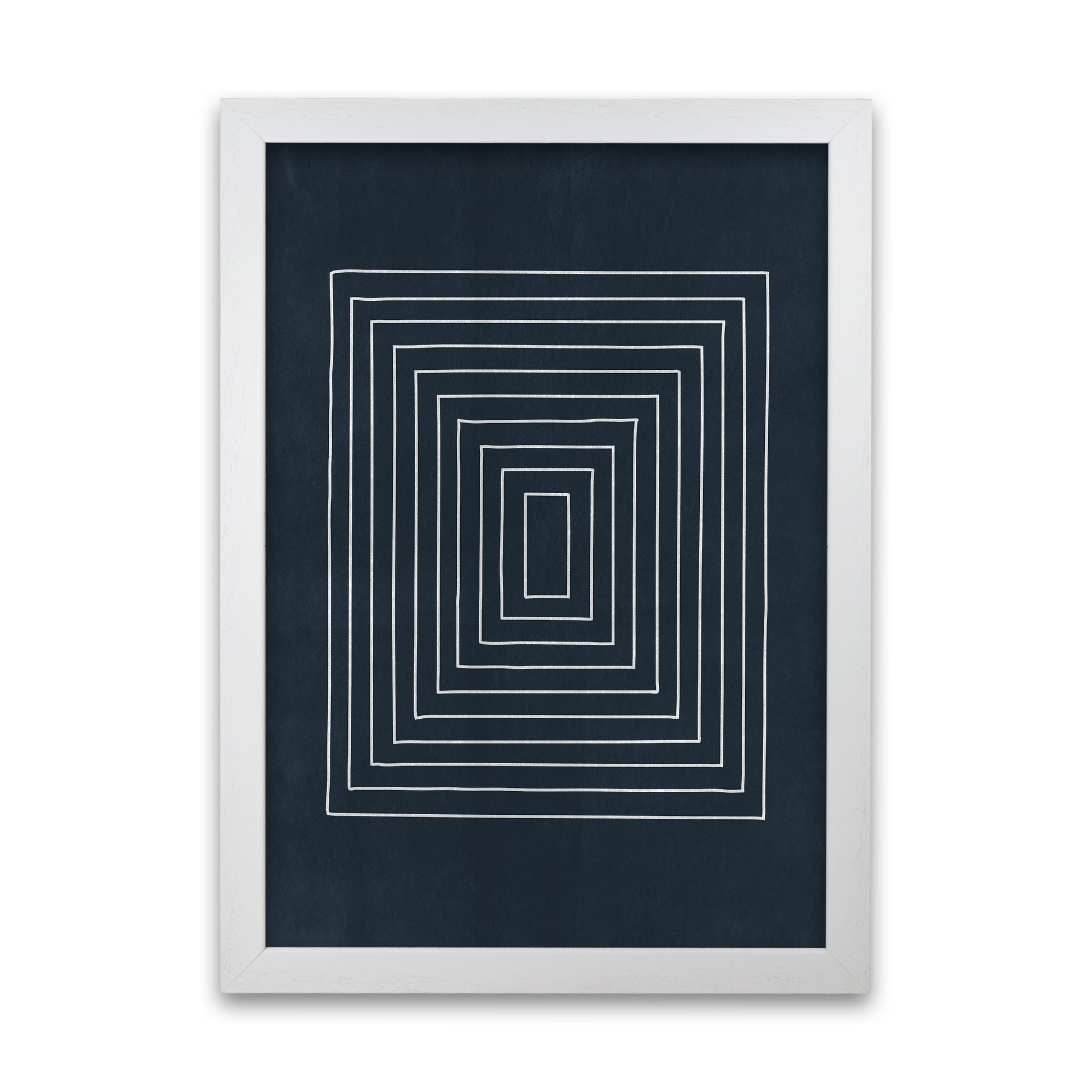 Lino Style Blue Geometric Squares White Grain