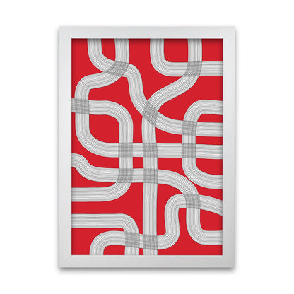 Red Black and White Abstract White Grain