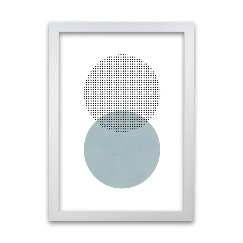 Blue and Black Abstract Circles White Grain