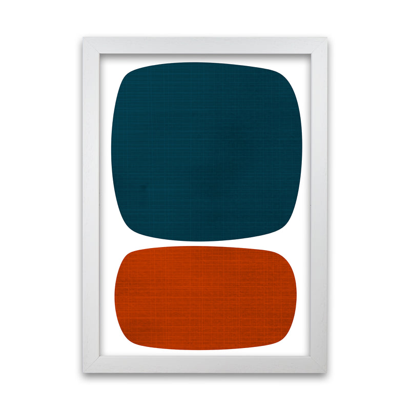 Blue and Orange Mid Century White Grain