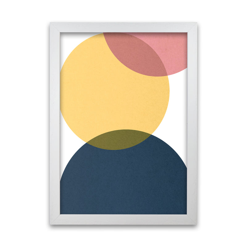 Blue Yellow Pink Pebbles Original White Grain
