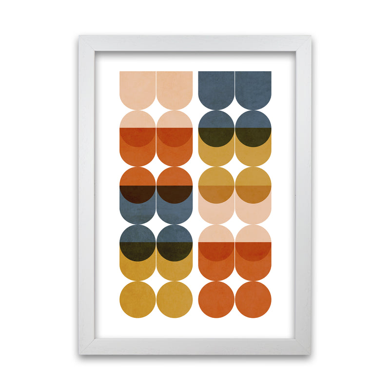 Mid Century Modern Colorful Original White Grain