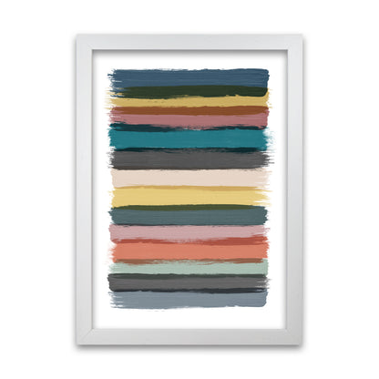Multicolor Brush Strokes Original White Grain