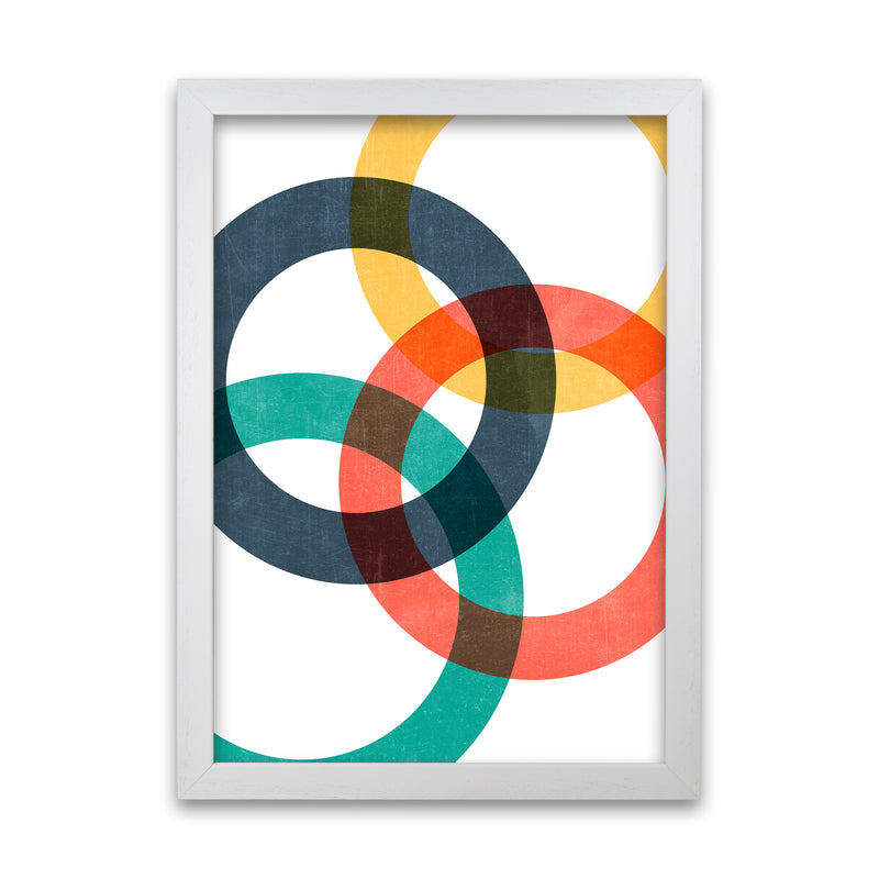 Multicolor Geometric Circles Wall Art White Grain